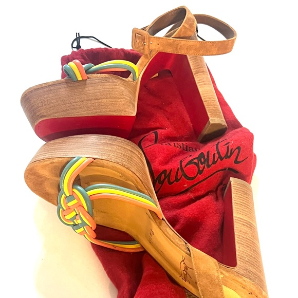 Christian Louboutin Shoes - Christian Louboutin Rainbow Knot Suede Platform Sandals
